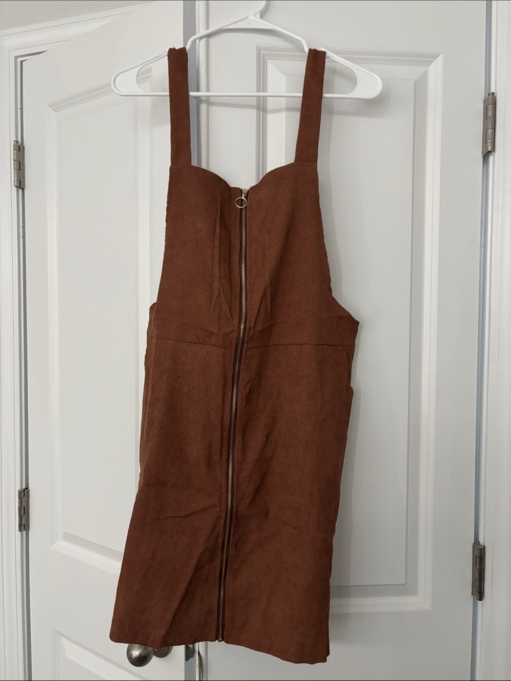 Amazon Brown Zip-Front Mini Pinafore Dress